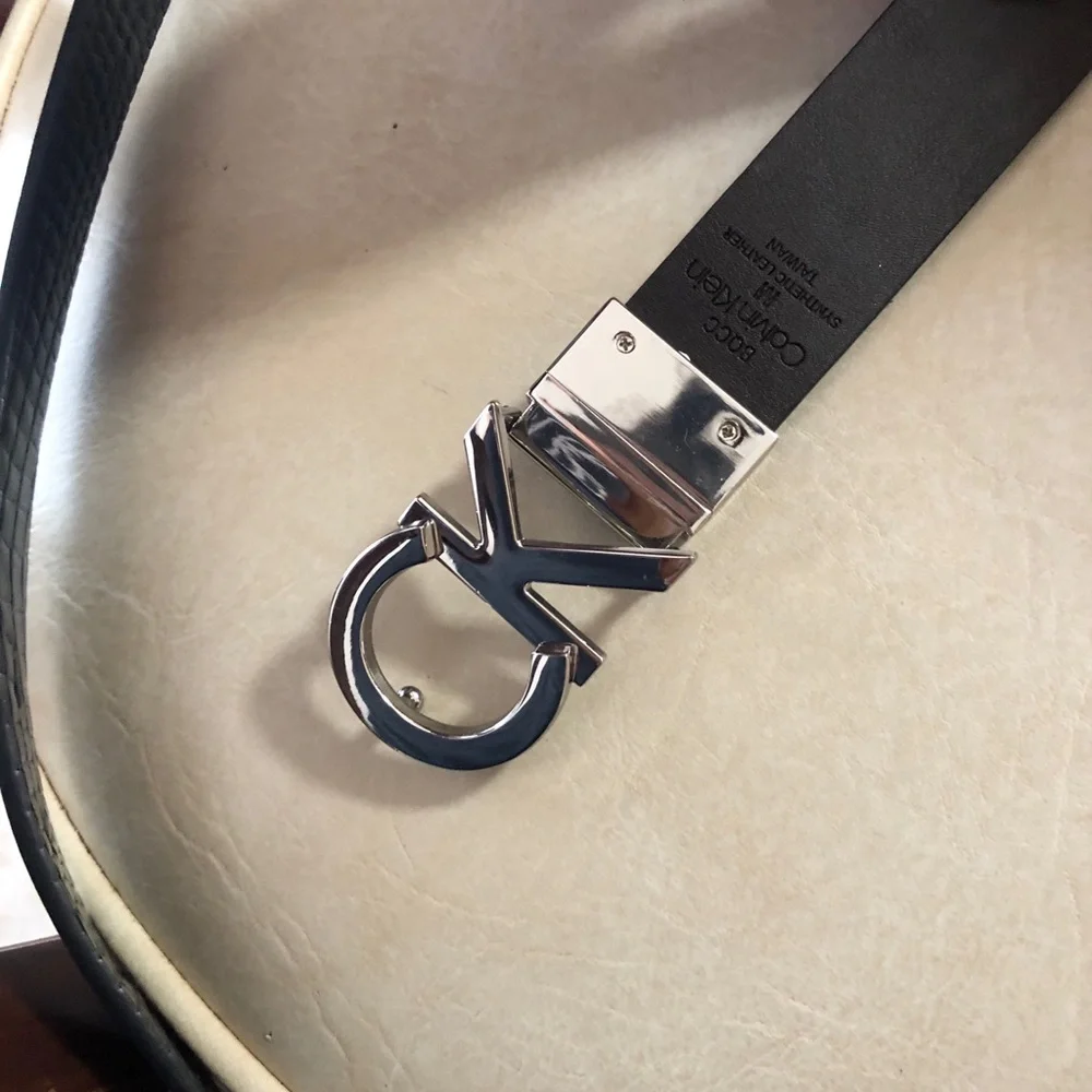 Calvin Klein double side  Belt with Silver CK Buckle